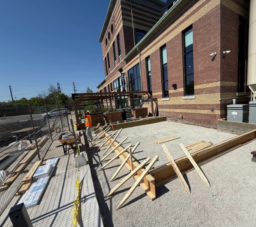 Formwork and prepared base for a heavy-duty concrete pad